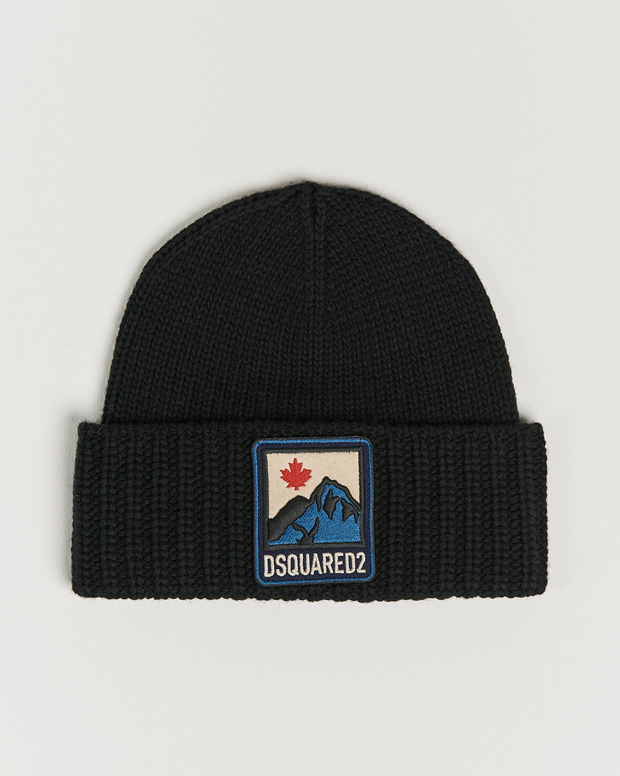 Herren | Dsquared2 Wool Patch Beanie Black | Dsquared2 | Wool Patch Beanie Black