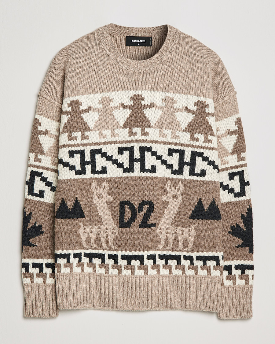 Herren | Pullover | Dsquared2 | Llamas Heavy knitted Sweater Beige