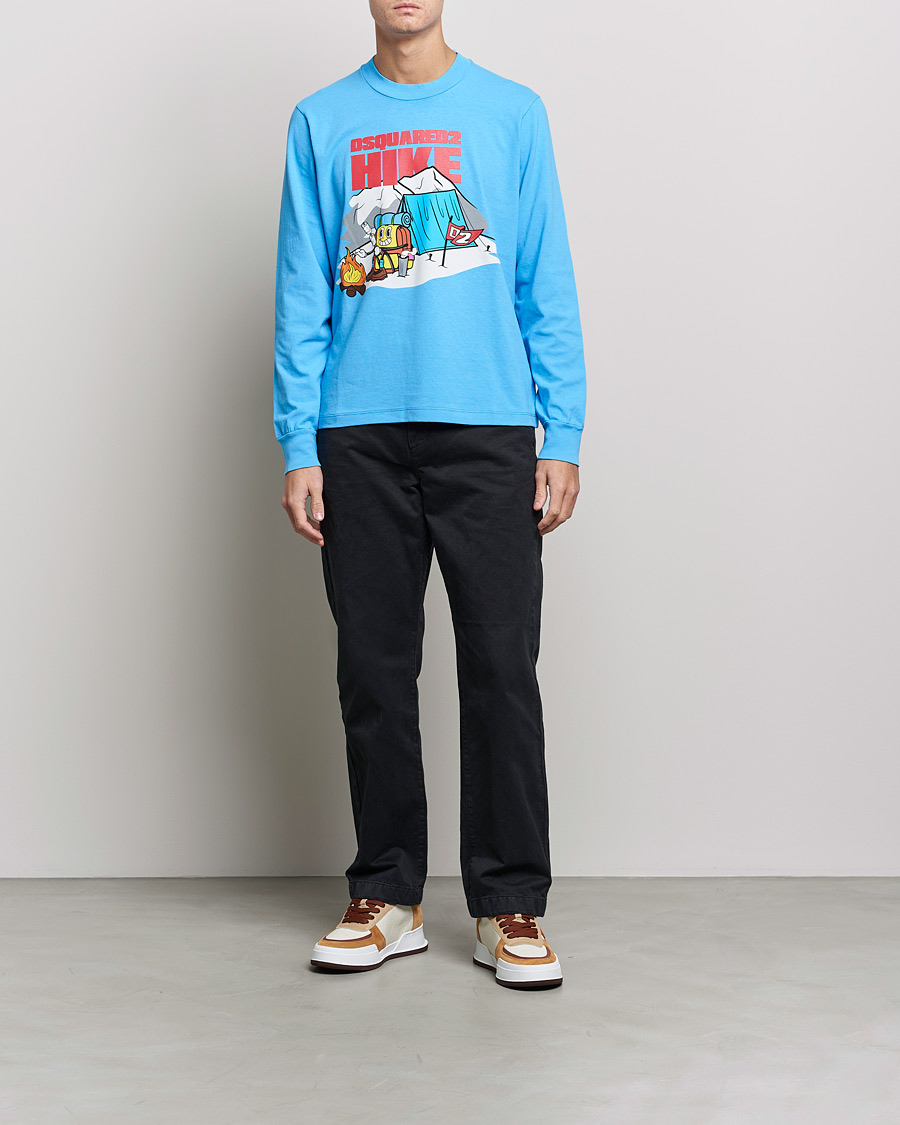 Herren | T-Shirts | Dsquared2 | Base Camp Long Sleeve Tee Light Blue