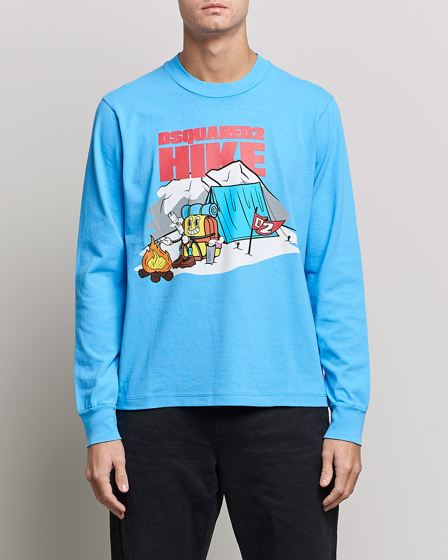 Herren | T-Shirts | Dsquared2 | Base Camp Long Sleeve Tee Light Blue
