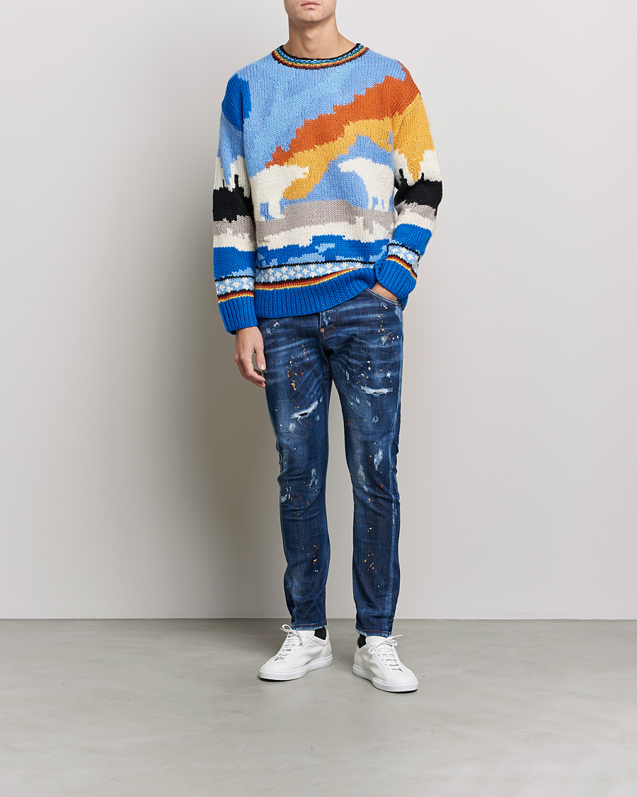 Herren | Pullover | Dsquared2 | Bear Dawns Knitted Sweater Blue/White