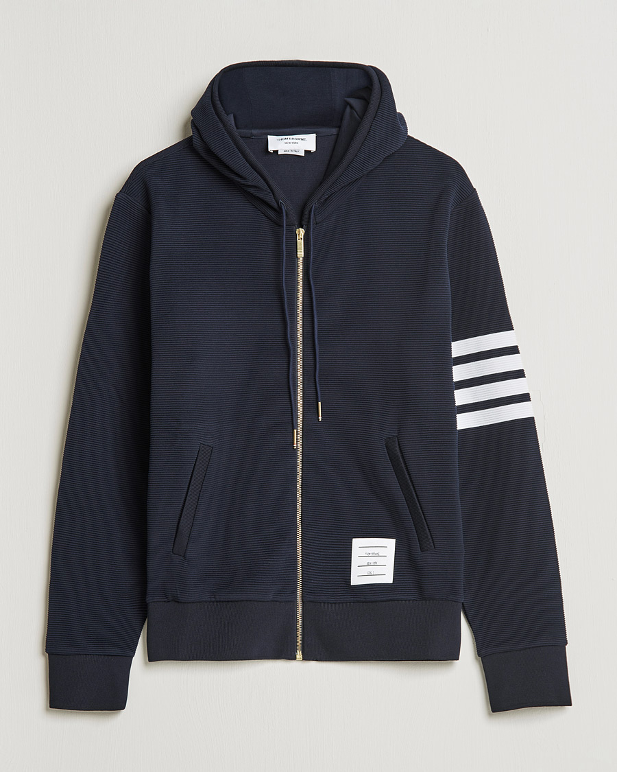 Herren | Pullover | Thom Browne | Ottoman Rib Zip Hoodie Navy