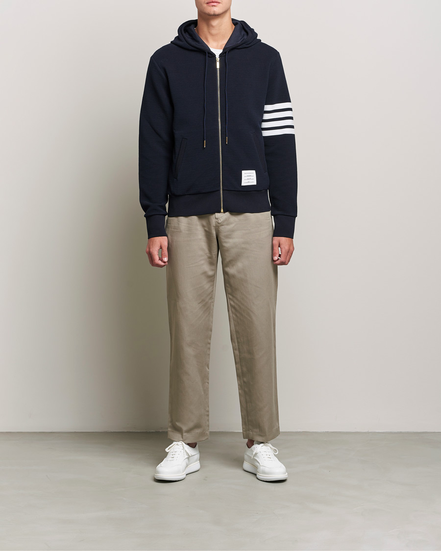 Herren | Pullover | Thom Browne | Ottoman Rib Zip Hoodie Navy