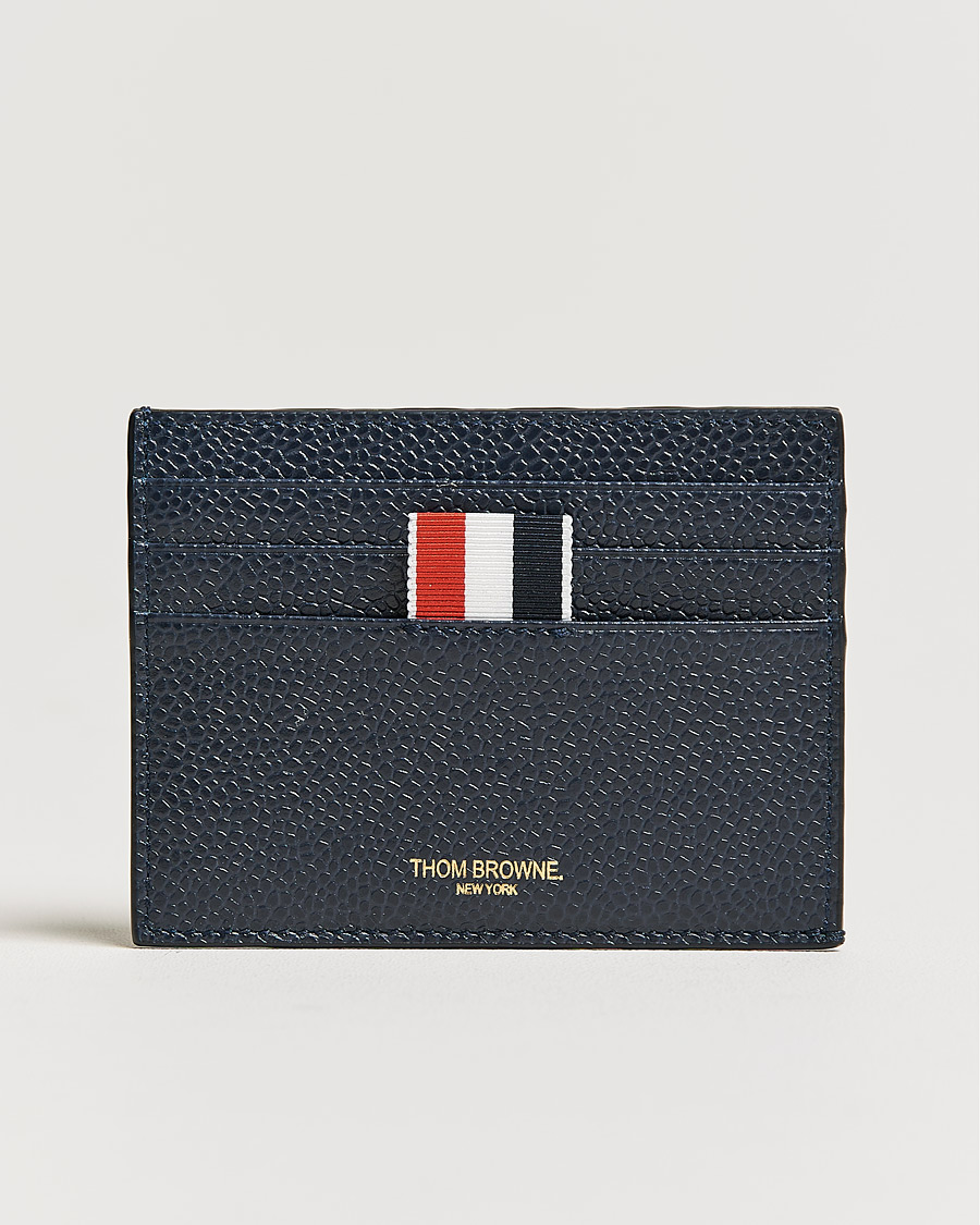 Herren | Thom Browne 4 Bar Card Holder Navy Calf | Thom Browne | 4 Bar Card Holder Navy Calf