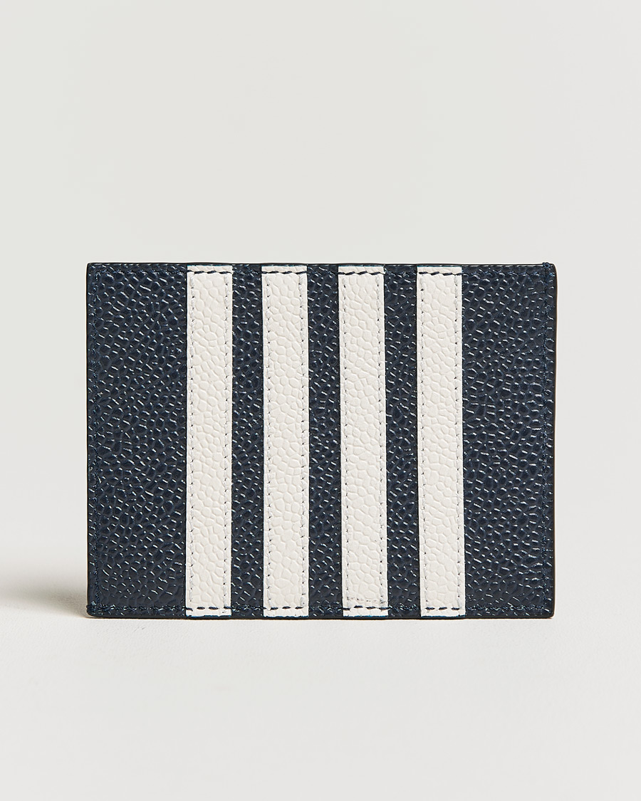 Herren | Thom Browne 4 Bar Card Holder Navy Calf | Thom Browne | 4 Bar Card Holder Navy Calf