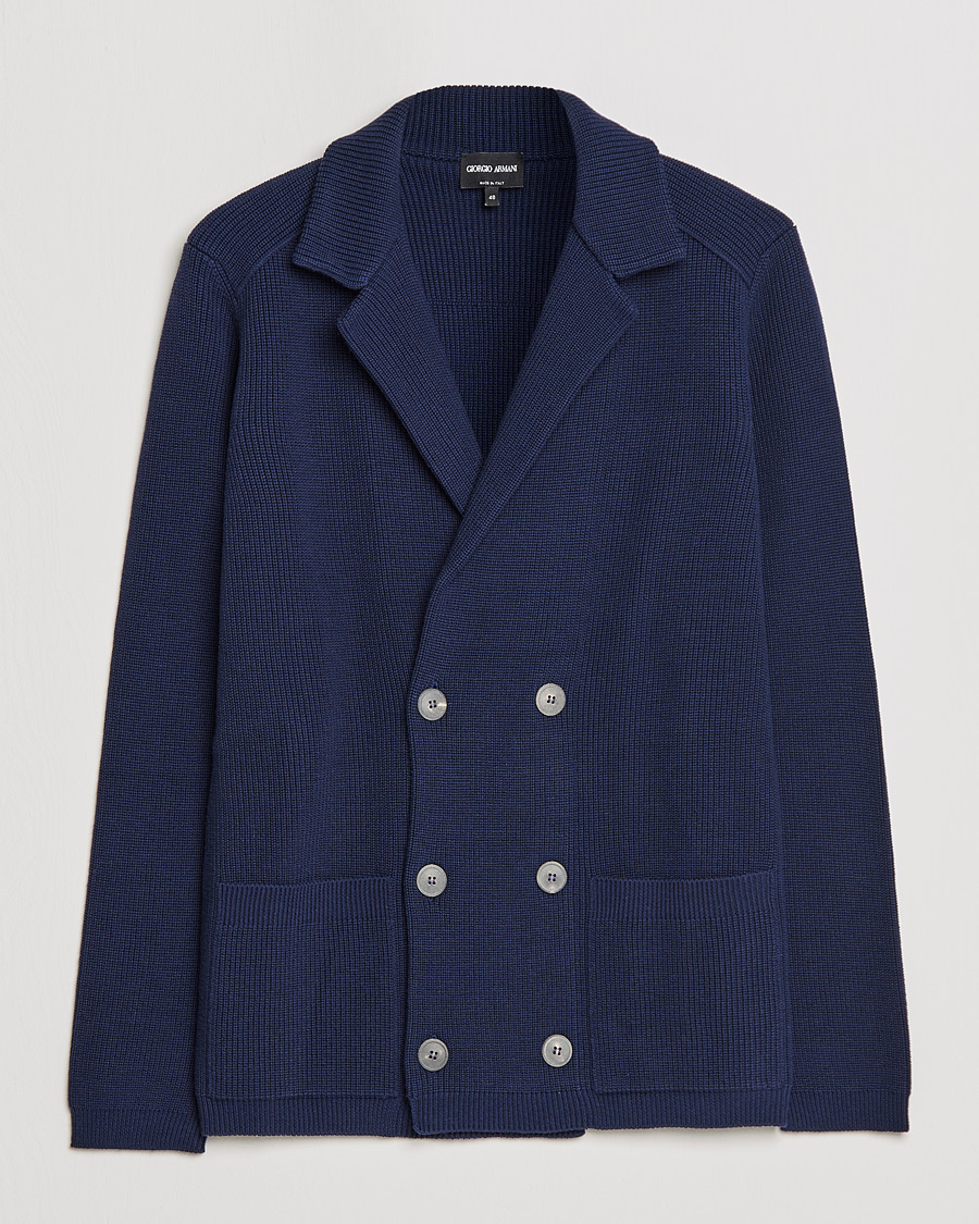 Herren | Sakkos | Giorgio Armani | Double Breasted Knitted Blazer Navy