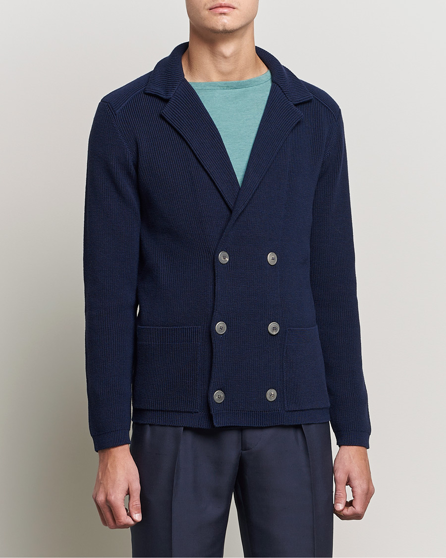 Herren | Sakkos | Giorgio Armani | Double Breasted Knitted Blazer Navy