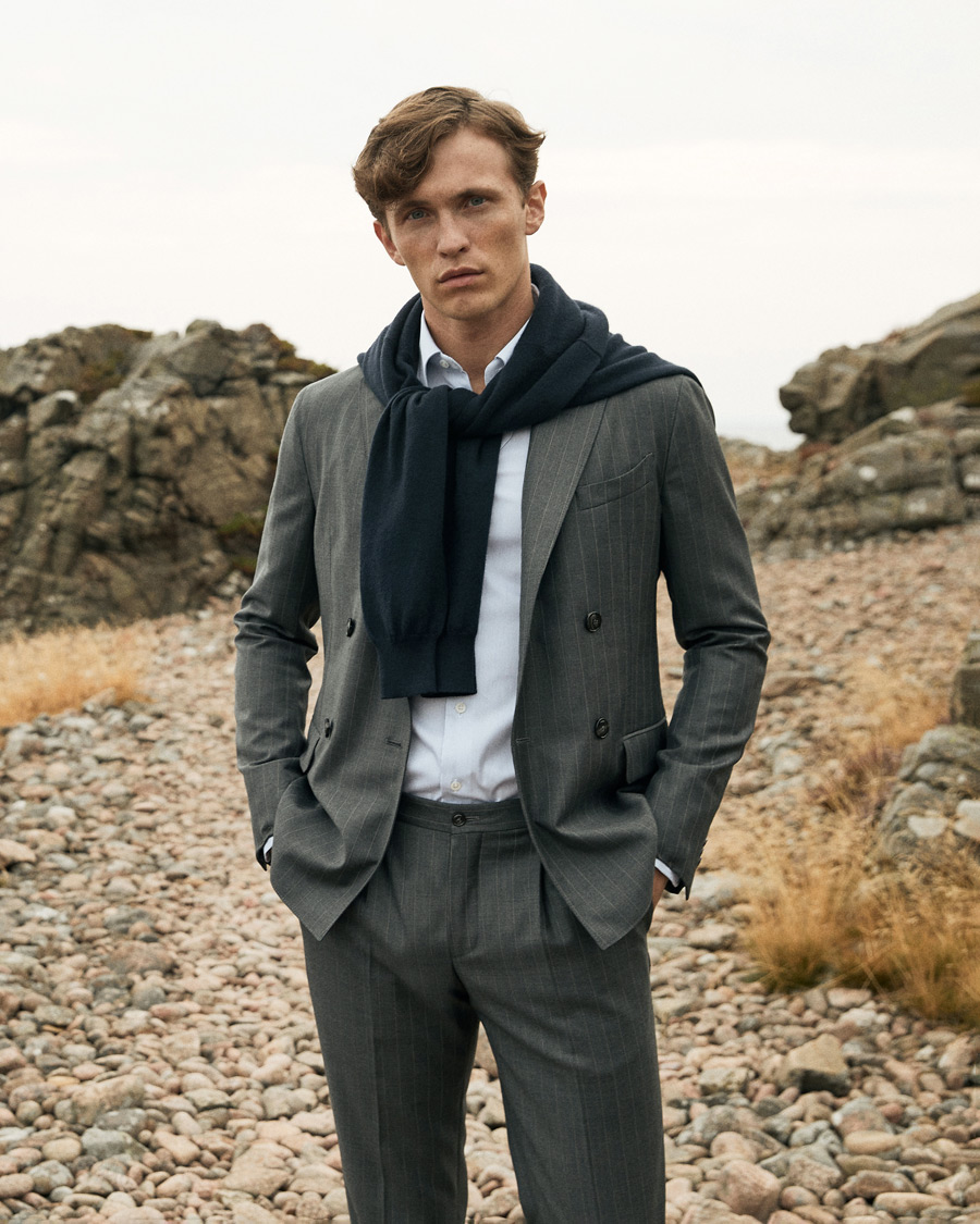 Herren | Anzüge | Giorgio Armani | Pinstripe Double Breasted Suit Grey