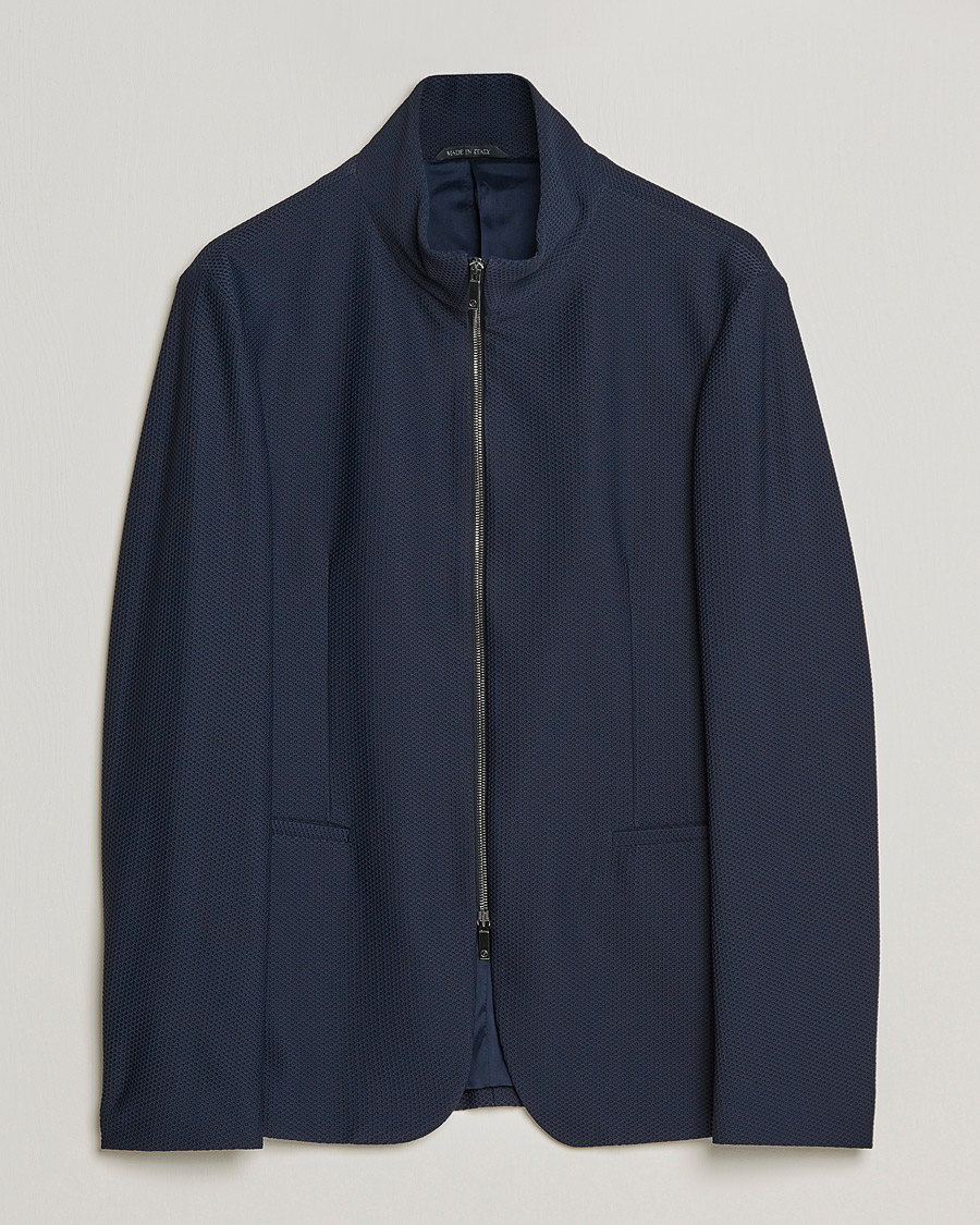 Herren | Sakkos | Giorgio Armani | Technical Mesh Zip Blazer Navy