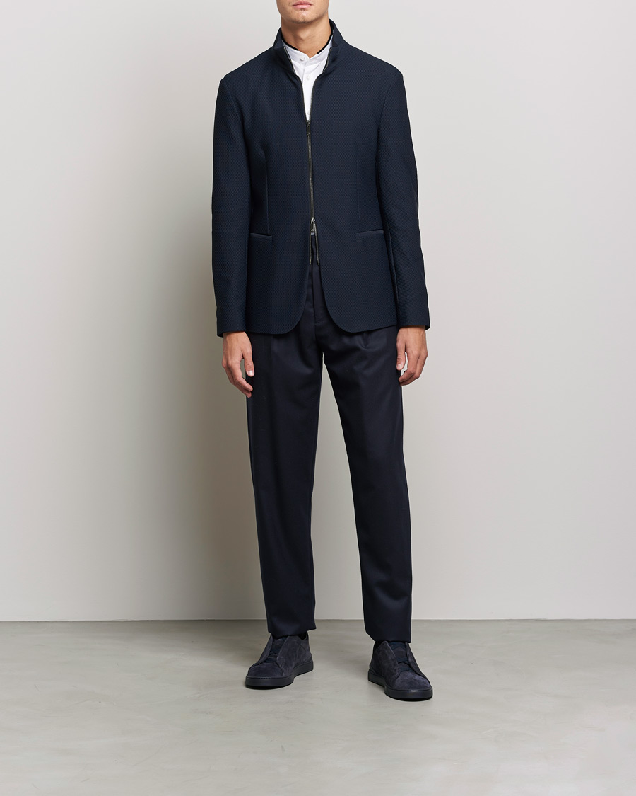 Herren | Sakkos | Giorgio Armani | Technical Mesh Zip Blazer Navy