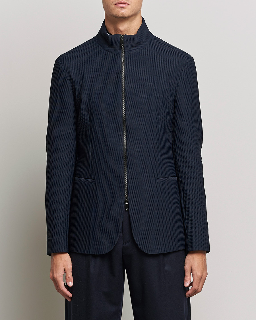 Herren | Sakkos | Giorgio Armani | Technical Mesh Zip Blazer Navy