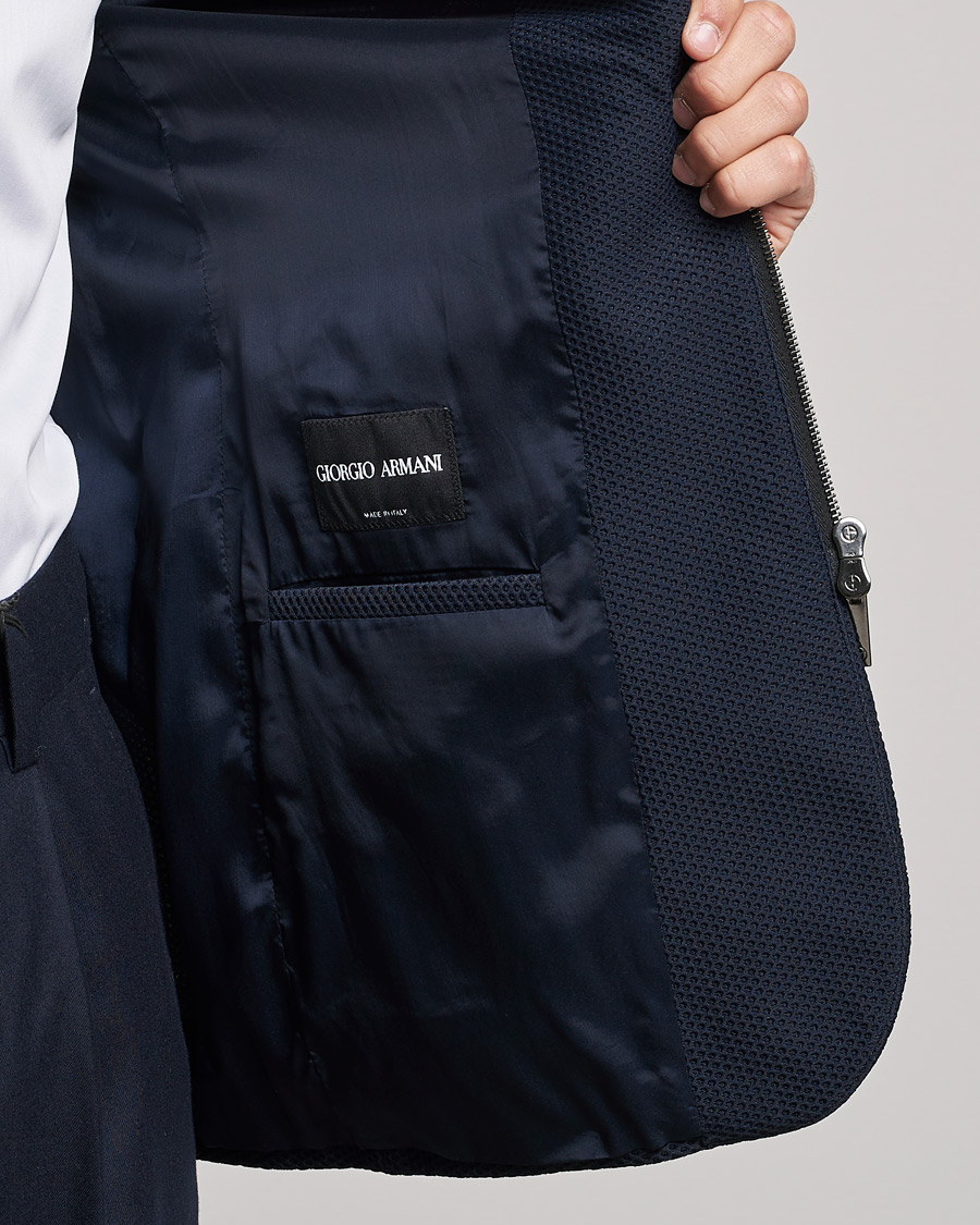 Herren | Sakkos | Giorgio Armani | Technical Mesh Zip Blazer Navy
