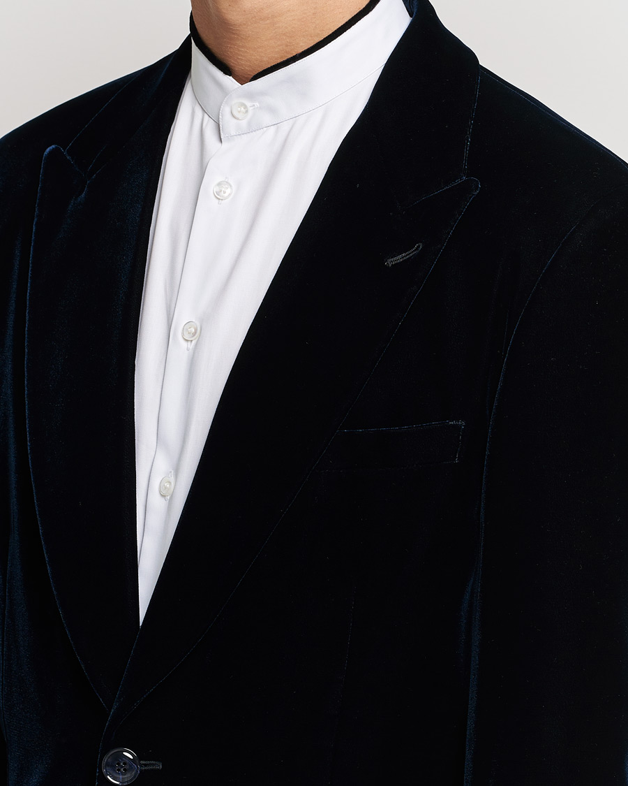 Herren | Sakkos | Giorgio Armani | Peak Lapel Velvet Blazer Navy