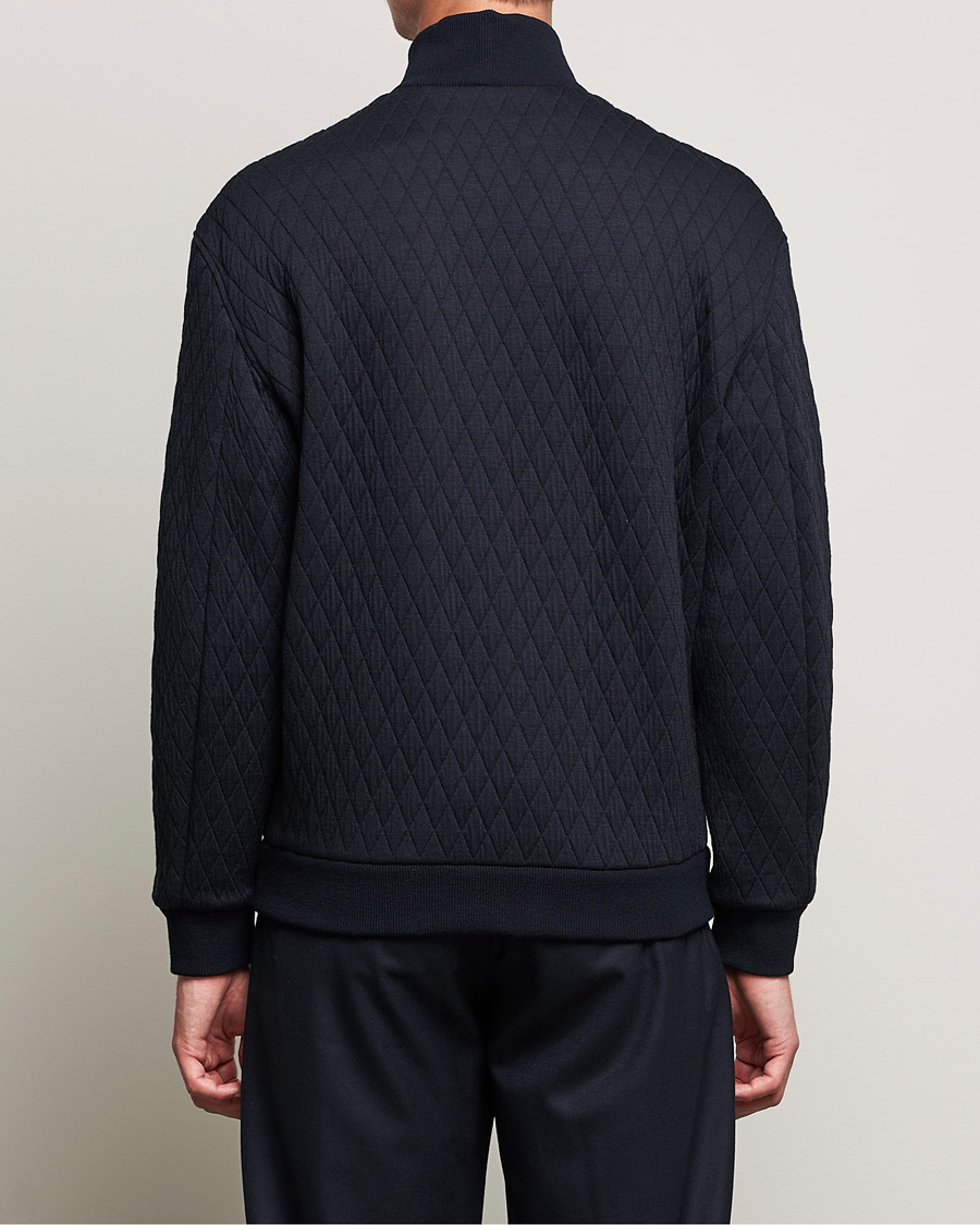 Herren | Pullover | Giorgio Armani | Diamond Quilted Zip Sweater Navy