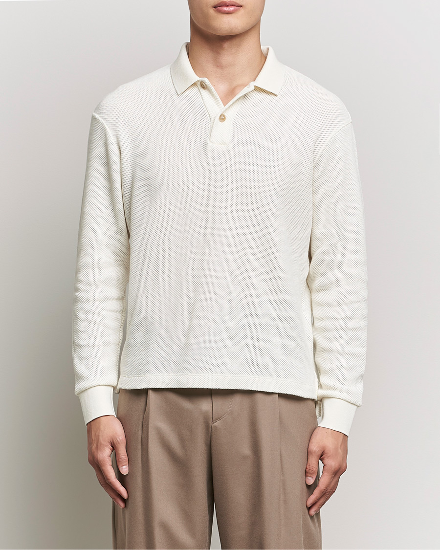 Herren | Pullover | Giorgio Armani | Wool Piquet Long Sleeve Polo Off White