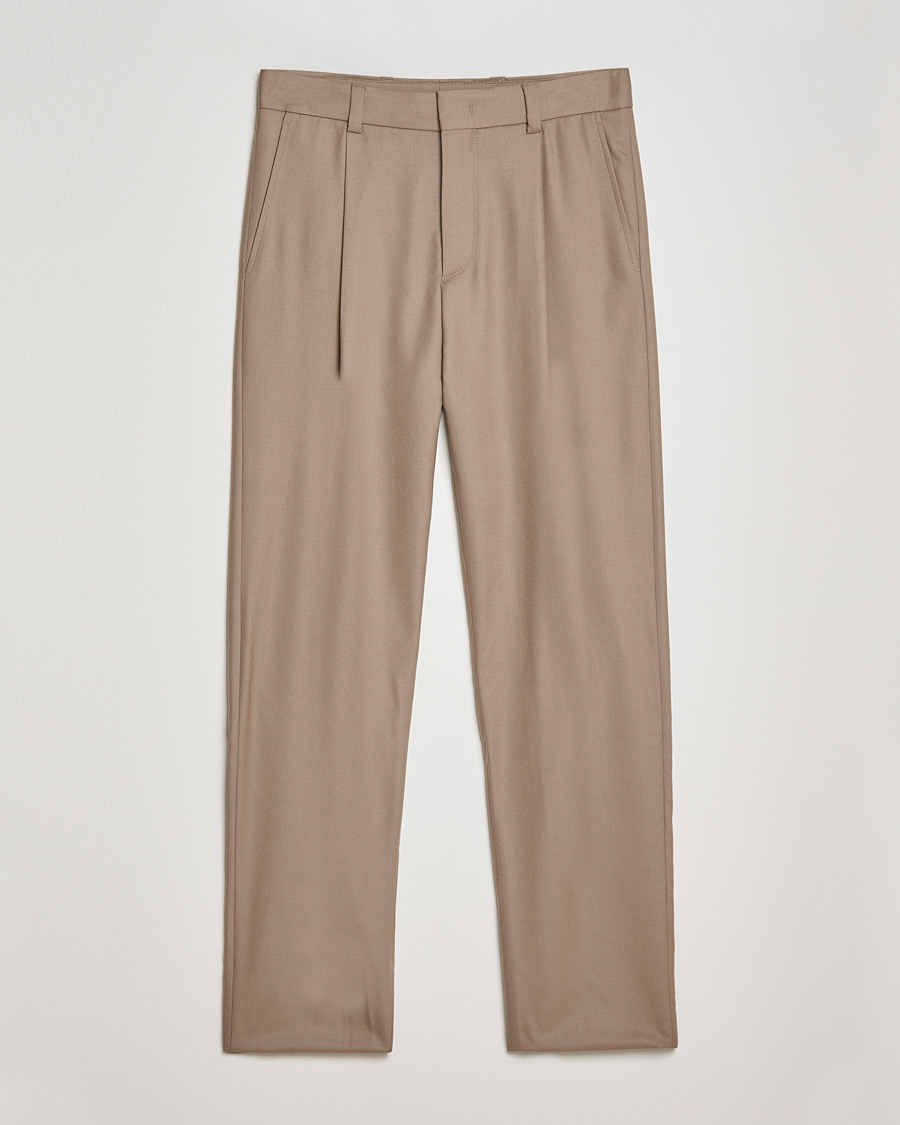 Herren | Hosen | Giorgio Armani | Tapered Pleated Flannel Trousers Beige