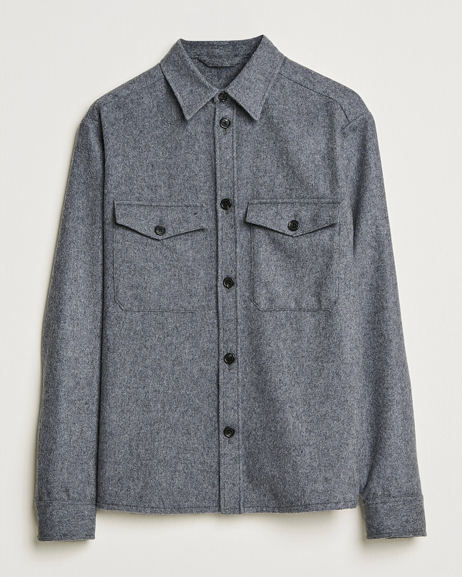 Herren | Hemden | J.Lindeberg | Flat Wool Regular Overshirt Grey Melange