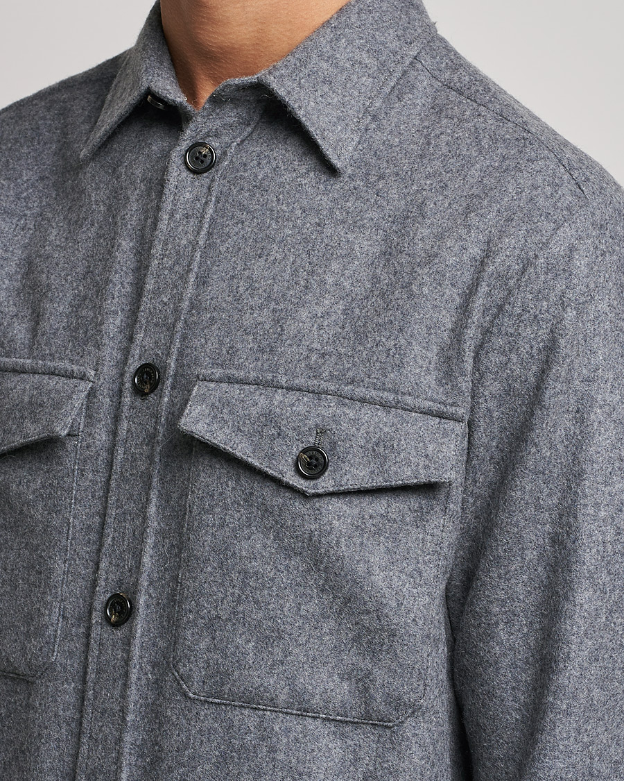 Herren | Hemden | J.Lindeberg | Flat Wool Regular Overshirt Grey Melange