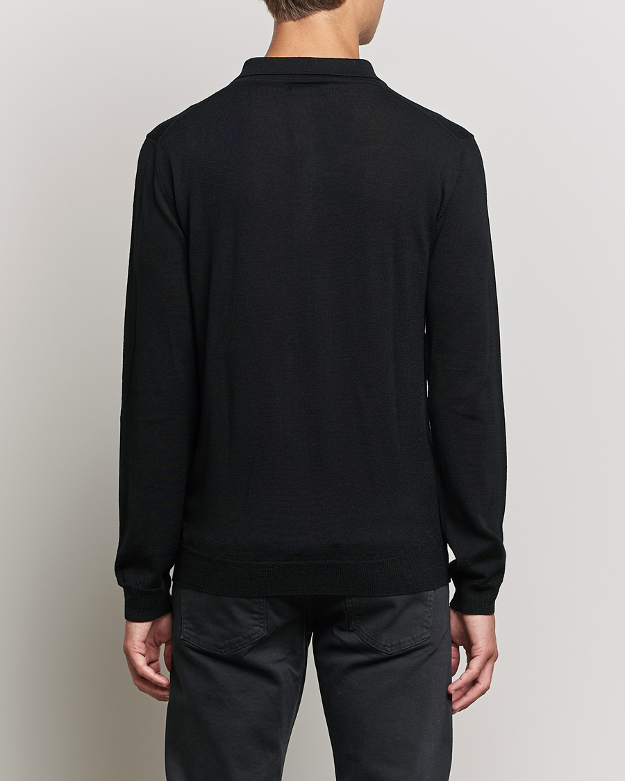 Herren | Pullover | J.Lindeberg | Noel True Merino Poloshirt Black