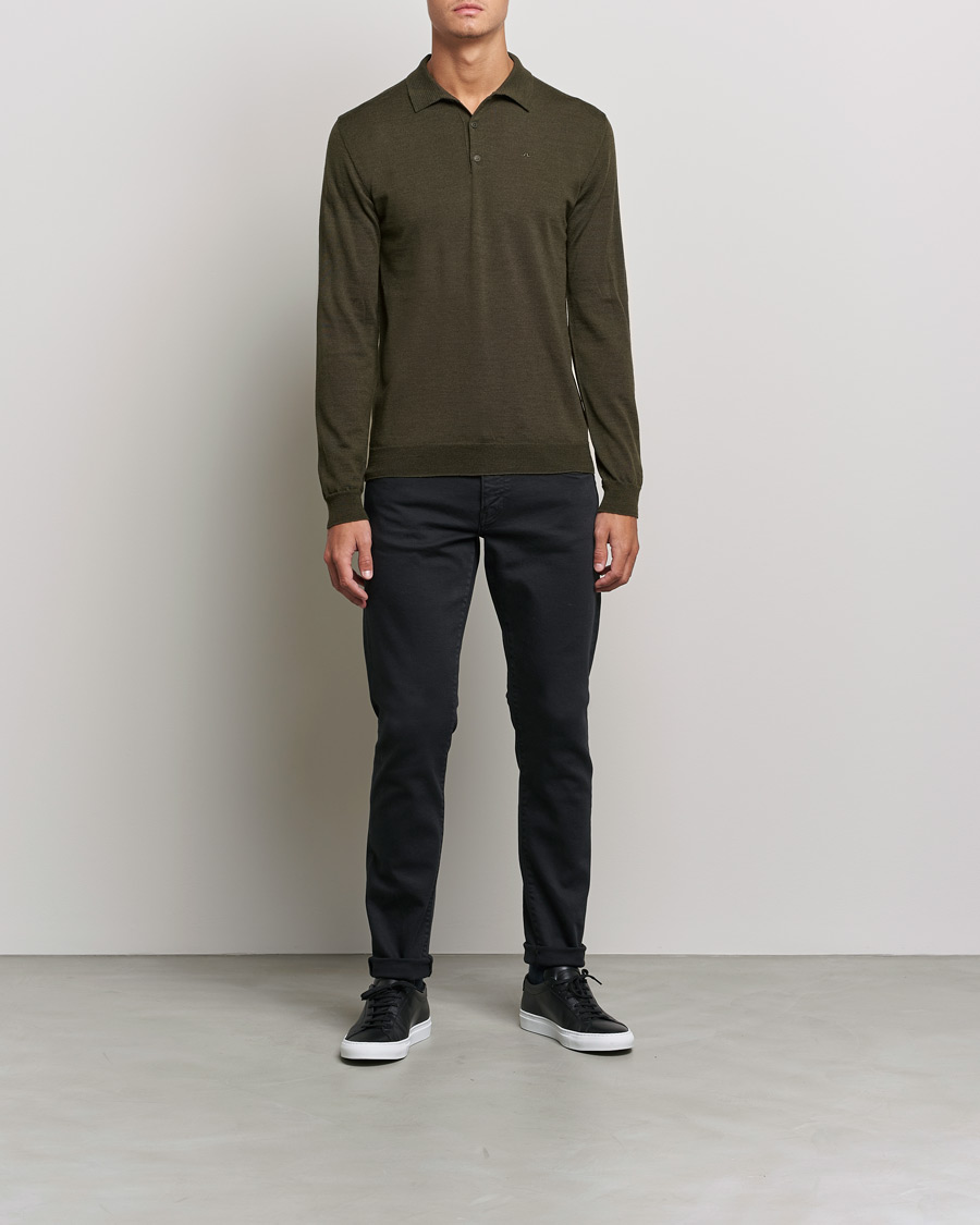 Herren | Pullover | J.Lindeberg | Noel True Merino Poloshirt Forest Green