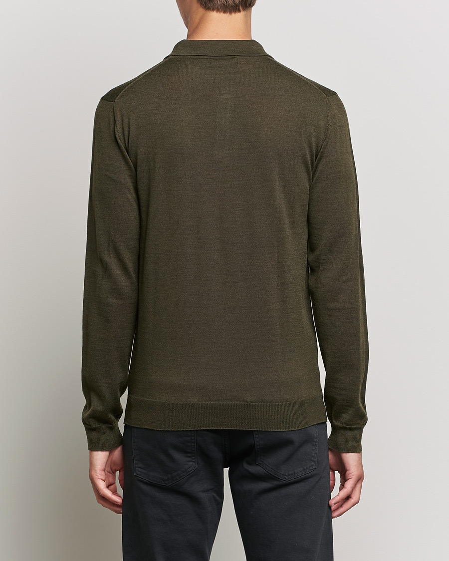 Herren | Pullover | J.Lindeberg | Noel True Merino Poloshirt Forest Green