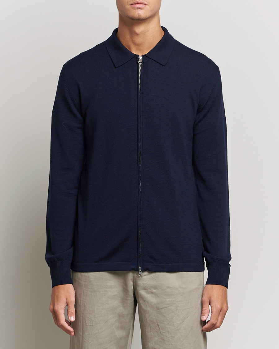 Herren | Pullover | J.Lindeberg | Nyle True Merino Zip Cardigan Navy