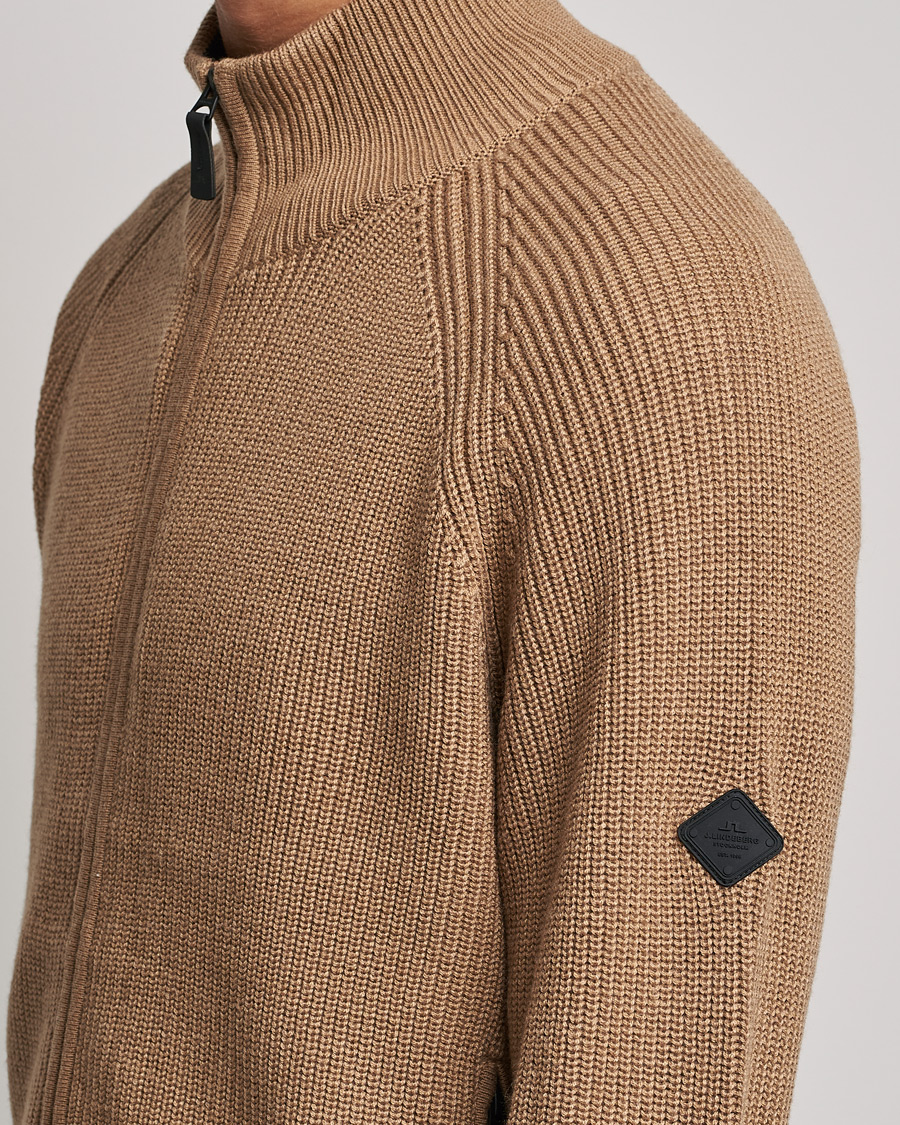 Herren | Pullover | J.Lindeberg | Kyler Wool Blend Zip  Tiger Brown