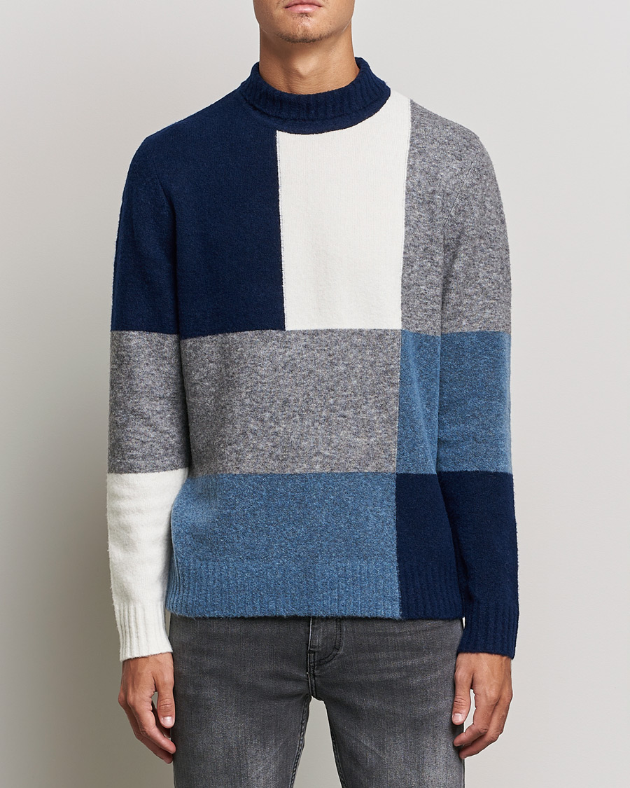 Herren | Pullover | J.Lindeberg | Orian Wool Blend Turtleneck Blue Colorblock
