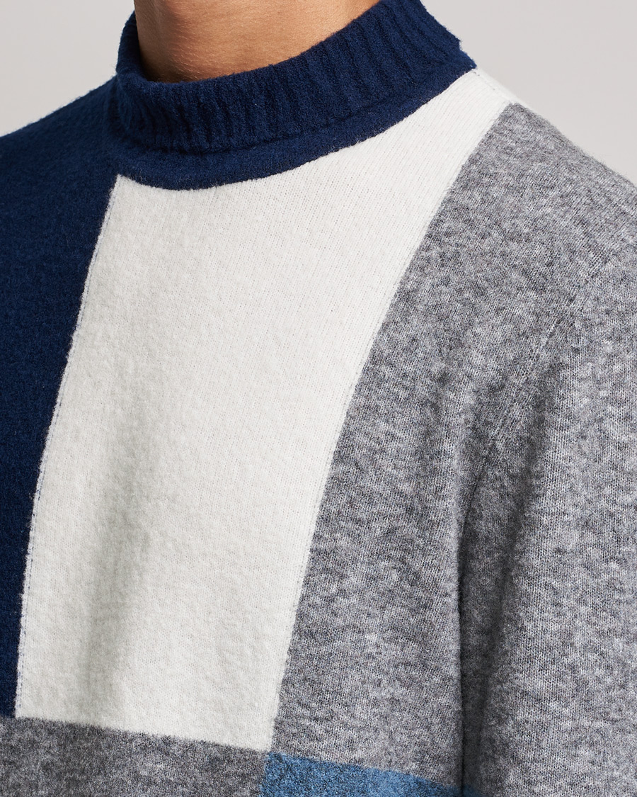 Herren | Pullover | J.Lindeberg | Orian Wool Blend Turtleneck Blue Colorblock