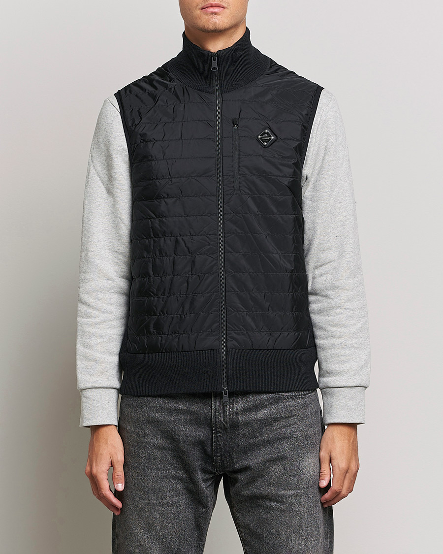Herren | Pullover | J.Lindeberg | Becket Knitted Hybrid Zip Vest Black