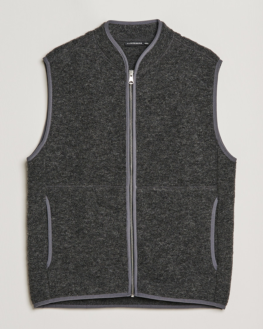 Herren | Pullover | J.Lindeberg | Duncan Wool Fleece Vest Grey Melange