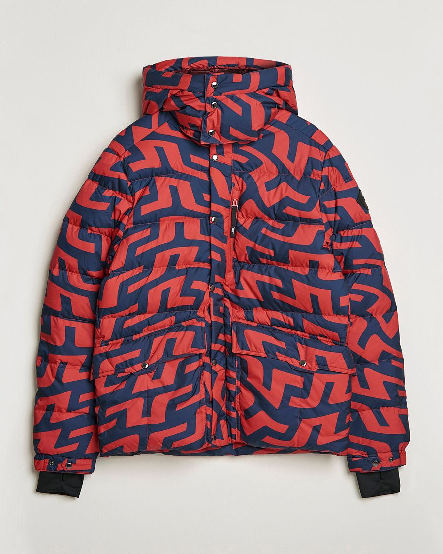 Herren | Jacken | J.Lindeberg | Sphere Printed Down Jacket Bridge Swirl Red