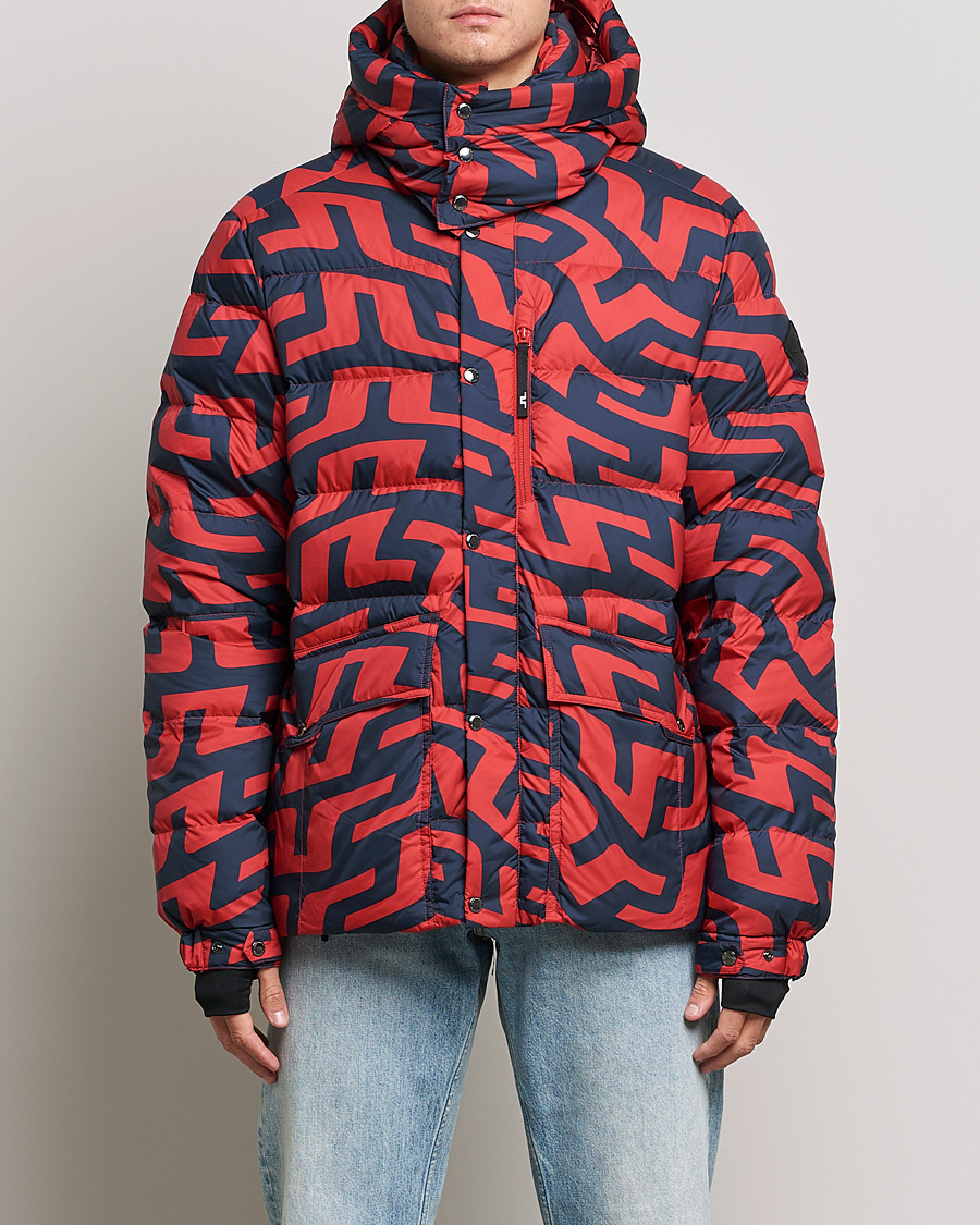 Herren | Jacken | J.Lindeberg | Sphere Printed Down Jacket Bridge Swirl Red