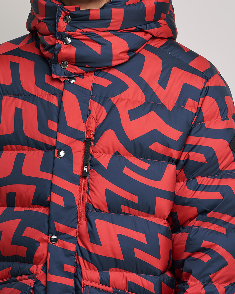 Herren | Jacken | J.Lindeberg | Sphere Printed Down Jacket Bridge Swirl Red