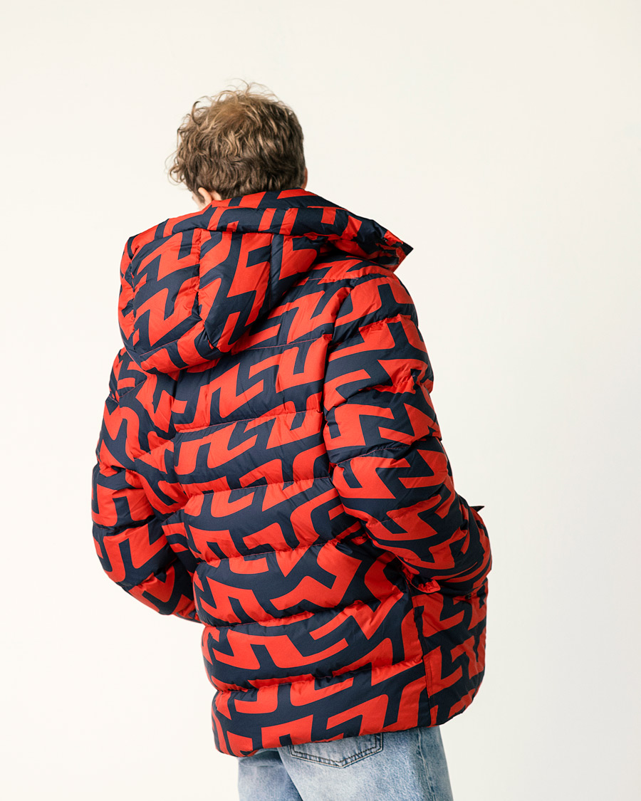 Herren | Jacken | J.Lindeberg | Sphere Printed Down Jacket Bridge Swirl Red
