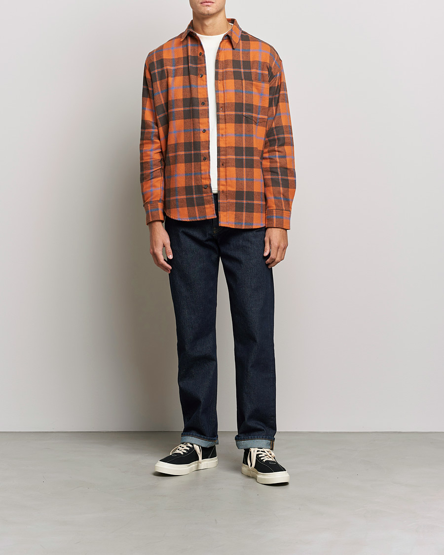 Herren | Hemden | Jeanerica | Come Checked Flannel Shirt Burnt Orange