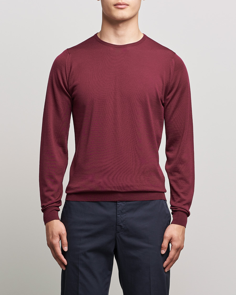 Herren | Pullover | John Smedley | Lundy Extra Fine Merino Crew Neck Bordeaux