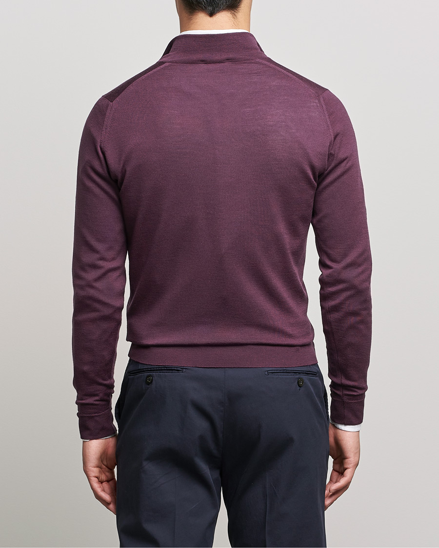 Herren | Pullover | John Smedley | Barrow Extra Fine Merino Half Zip Pigment Purple