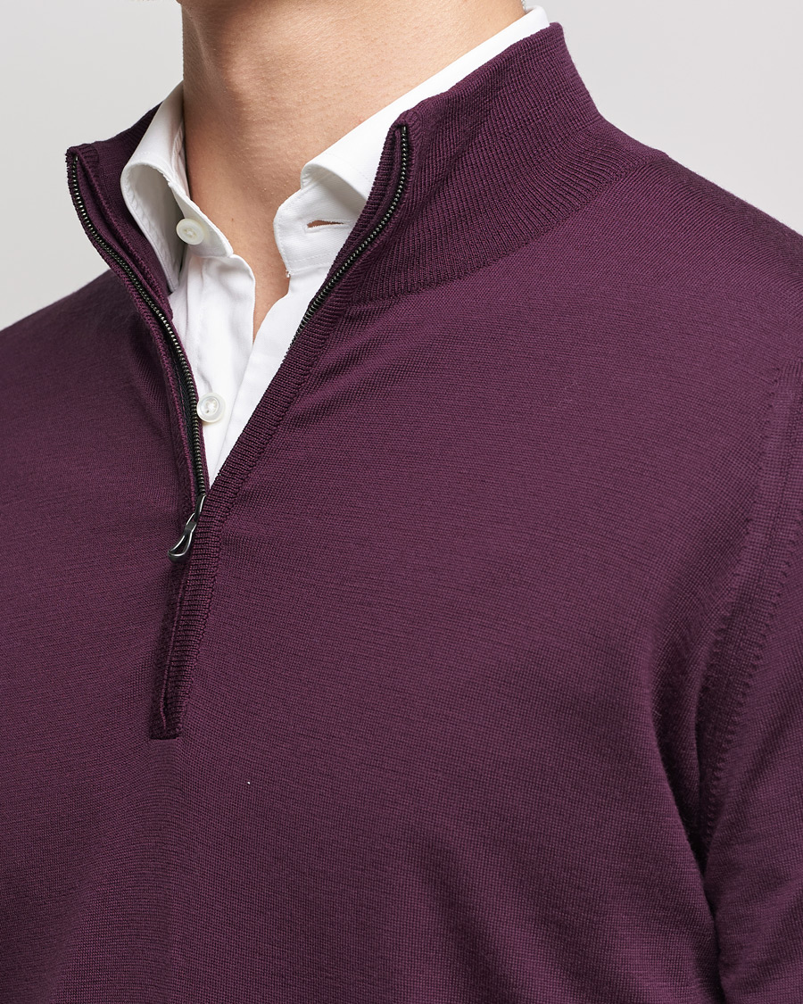 Herren | Pullover | John Smedley | Barrow Extra Fine Merino Half Zip Pigment Purple