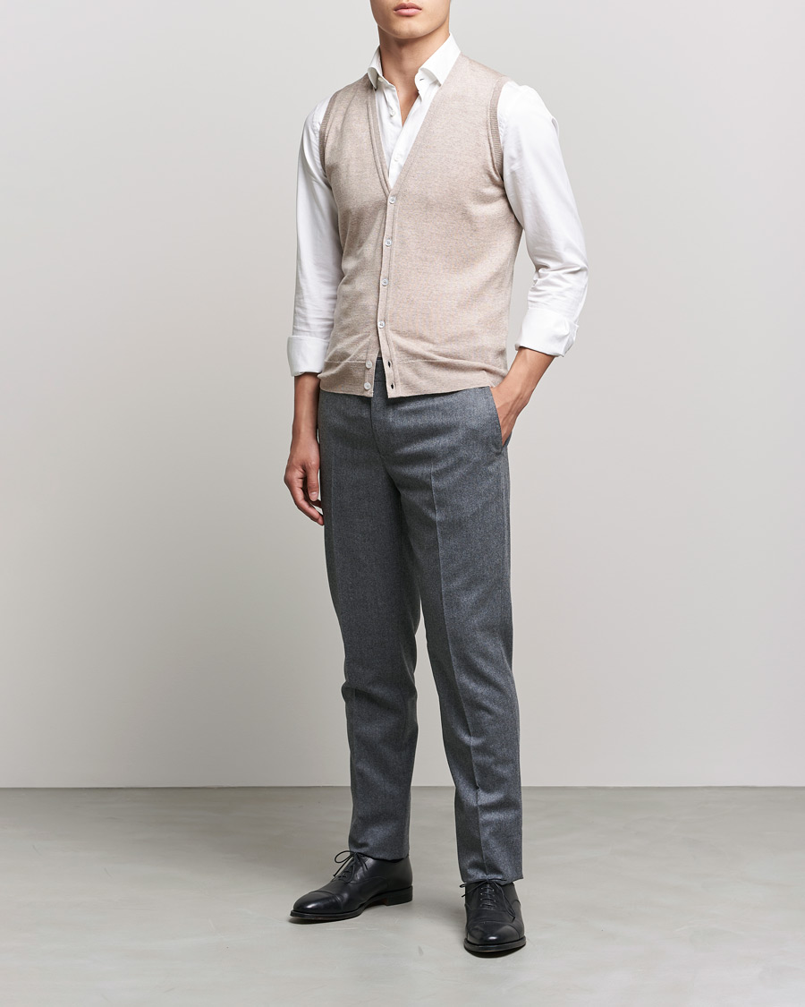 Herren | Pullover | John Smedley | Huntswood Slim Fit Waistcoat Soft Fawn
