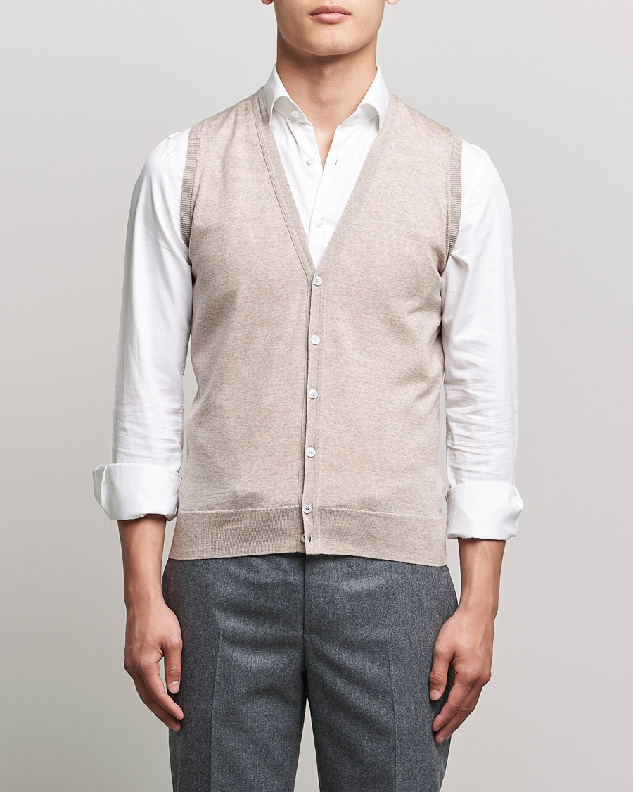 Herren | Pullover | John Smedley | Huntswood Slim Fit Waistcoat Soft Fawn