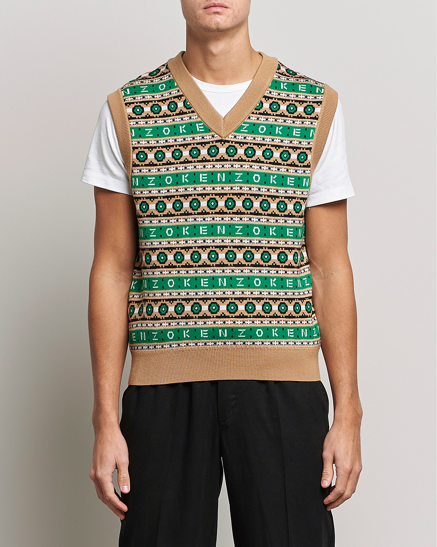 Herren | Pullover | KENZO | Jacquard Vest Grass Green