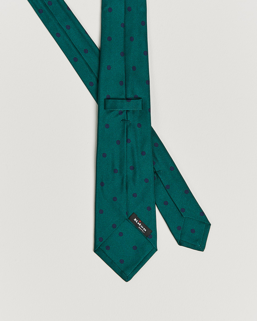 Herren | Kiton Printed Dots Silk Tie Green | Kiton | Printed Dots Silk Tie Green