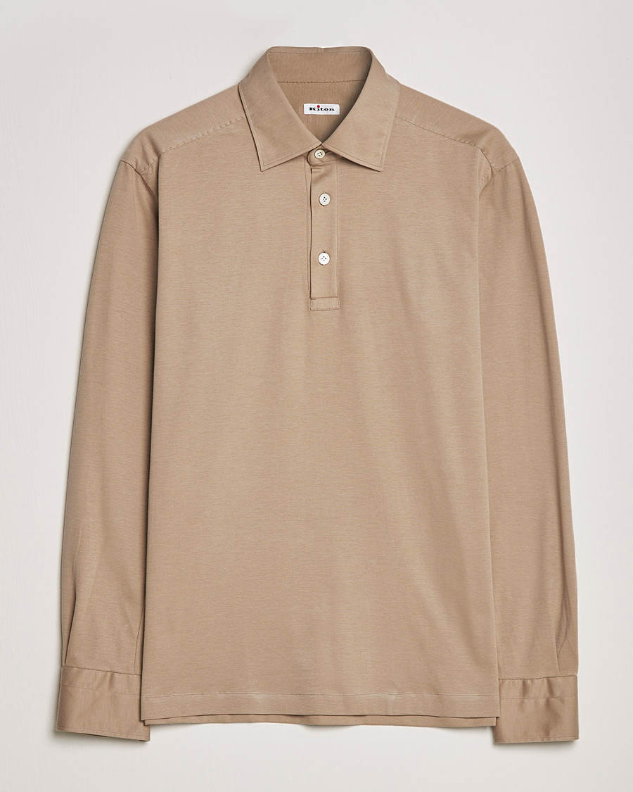 Herren | Pullover | Kiton | Long Sleeve Polo Shirt Beige