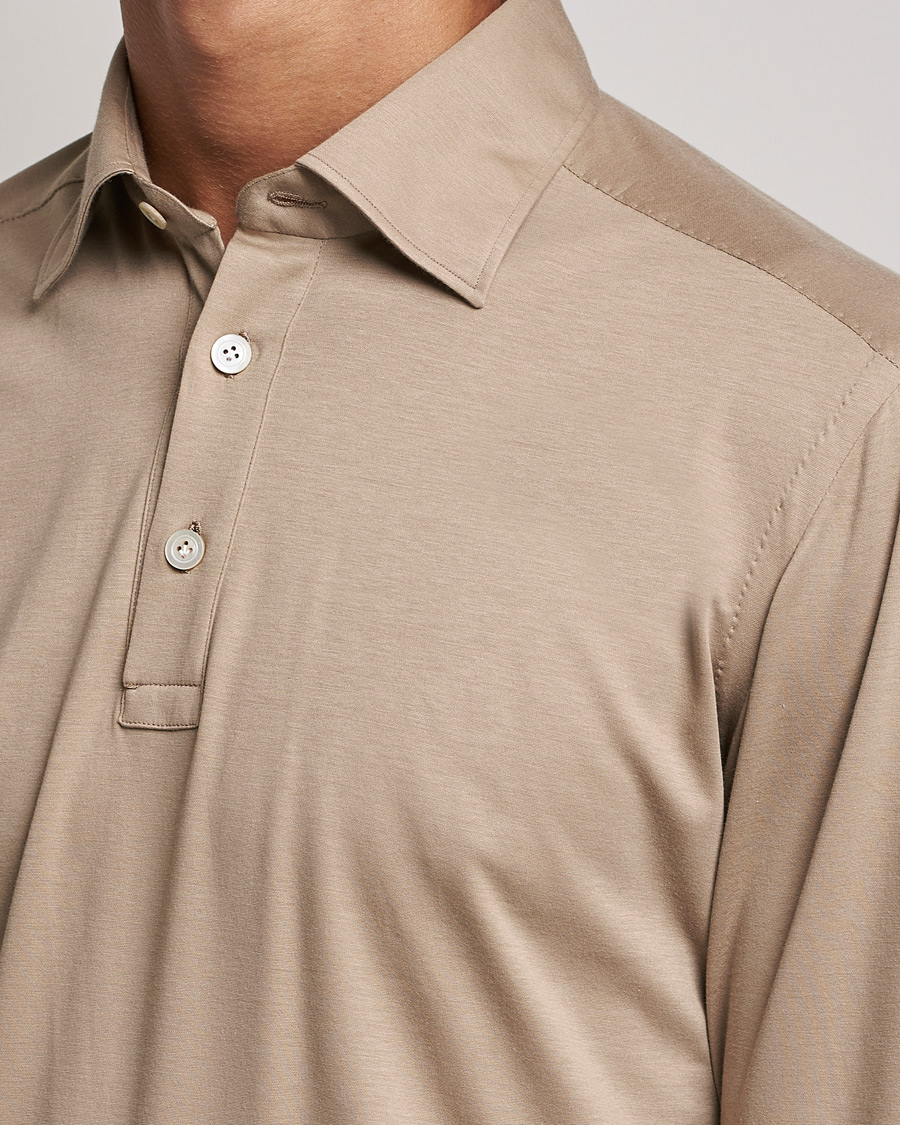Herren | Pullover | Kiton | Long Sleeve Polo Shirt Beige