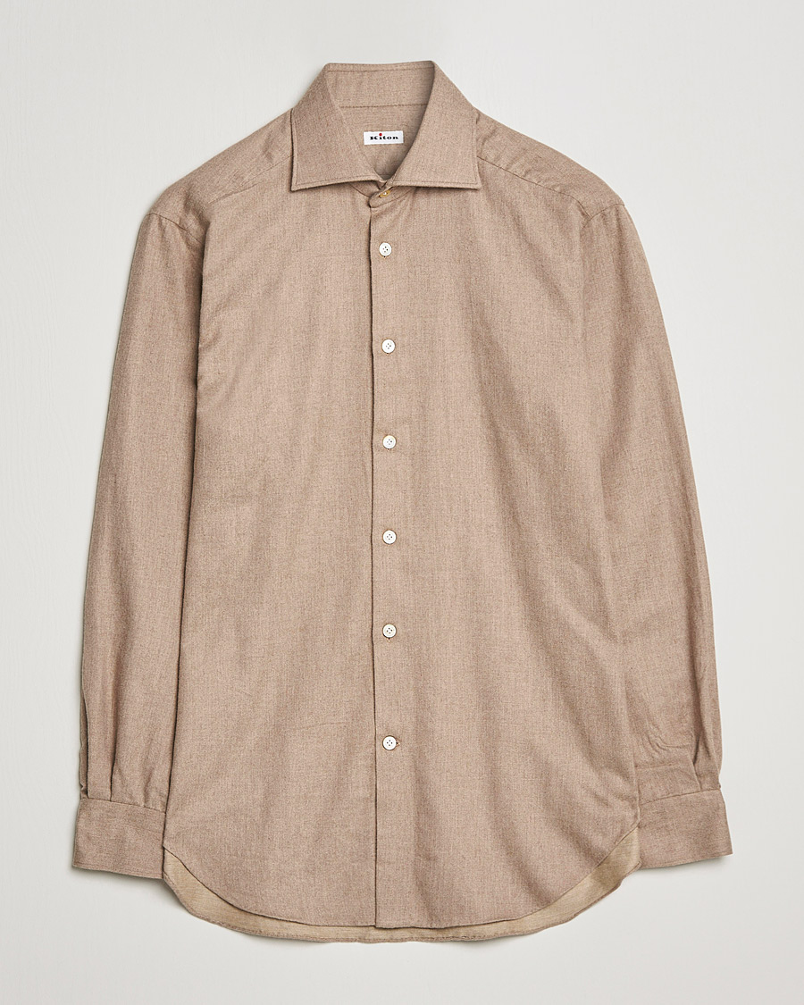 Herren | Hemden | Kiton | Slim Fit Flannel Shirt Beige
