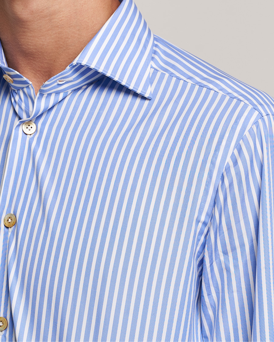 Herren | Hemden | Kiton | Slim Fit Striped Dress Shirt Light Blue