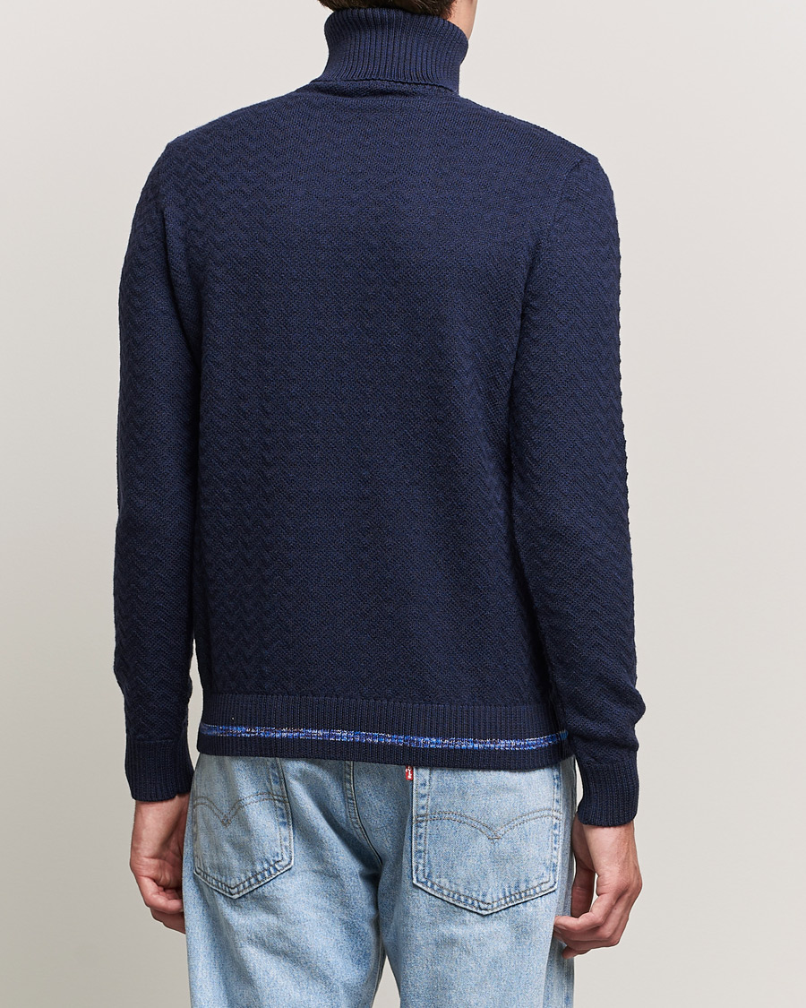 Herren | Pullover | Missoni | Patchwork Chevron Turtleneck Navy