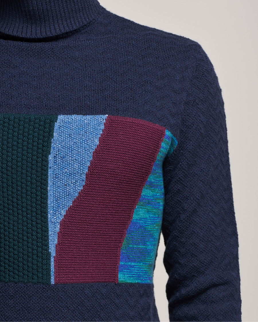 Herren | Pullover | Missoni | Patchwork Chevron Turtleneck Navy