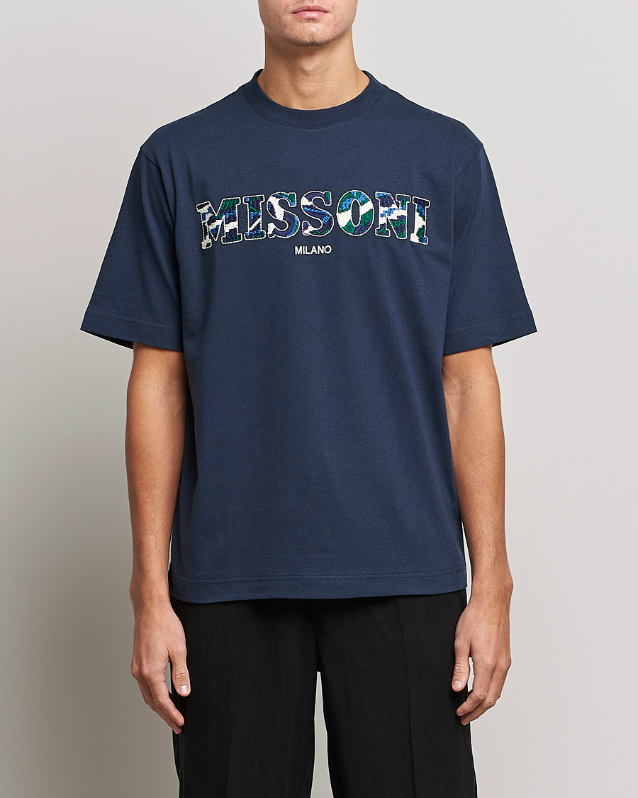 Herren | T-Shirts | Missoni | Embroidered Logo T-Shirt Dark Blue